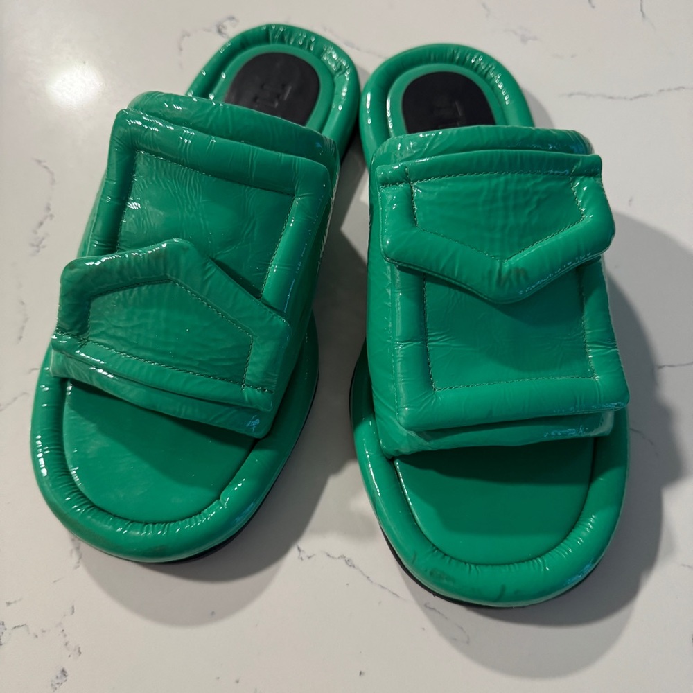Tibi Beryen Naplack Sandal/ Slides, Sz 37 - Picture 6 of 8